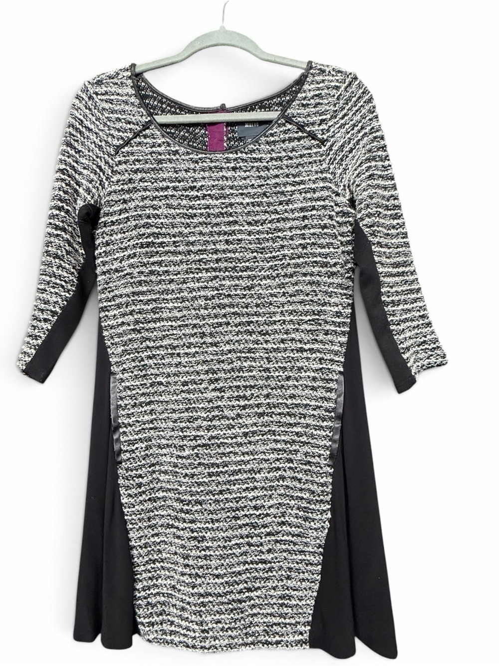 Anthropologie Maeve Tweed Dress Black/white 3/4 Sleeve Women's Size S/P